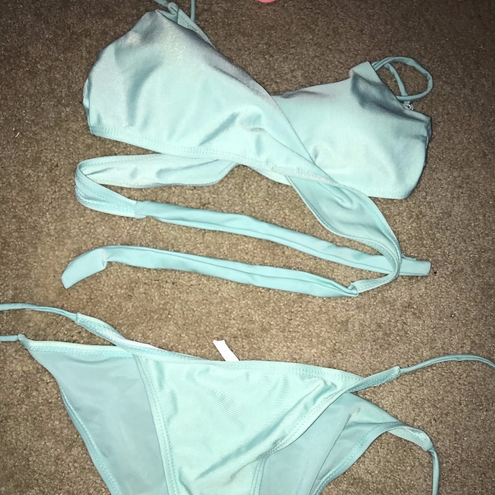 Mint green full tie bikini